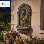 31" Wall-Mounted Bronze Water Fountain with LED Lights