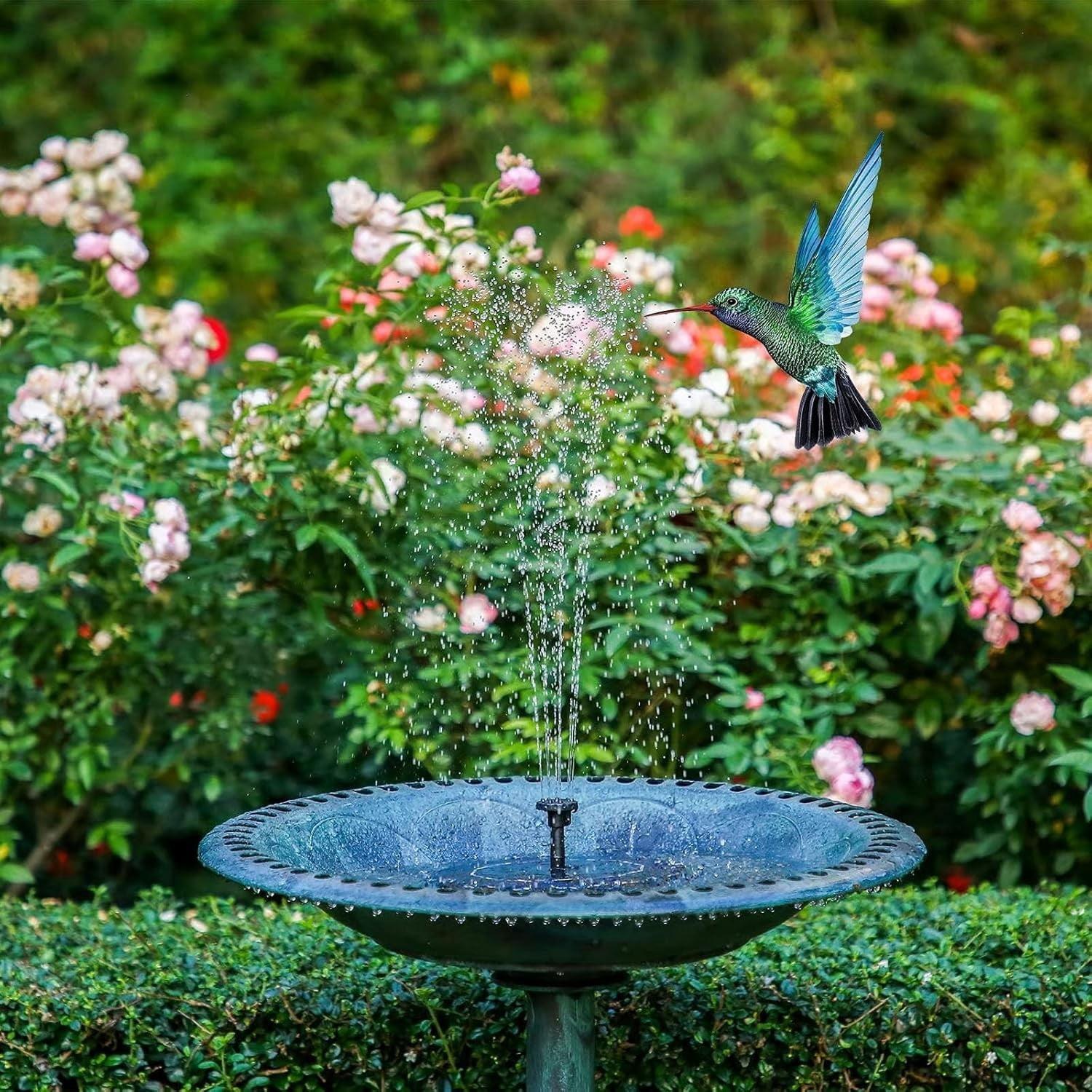 Solar Floating Fountain with 6 Nozzles for Birds
