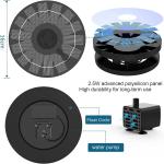 Solar Floating Fountain with 6 Nozzles for Birds