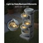 KFFKFF 31.5-Inch Outdoor Water Fountain with LED Light, 5-Tier Cascading Bowl Design, Floor-Standing Waterfall Feature for Garden, Patio, Home, and Backyard Use
