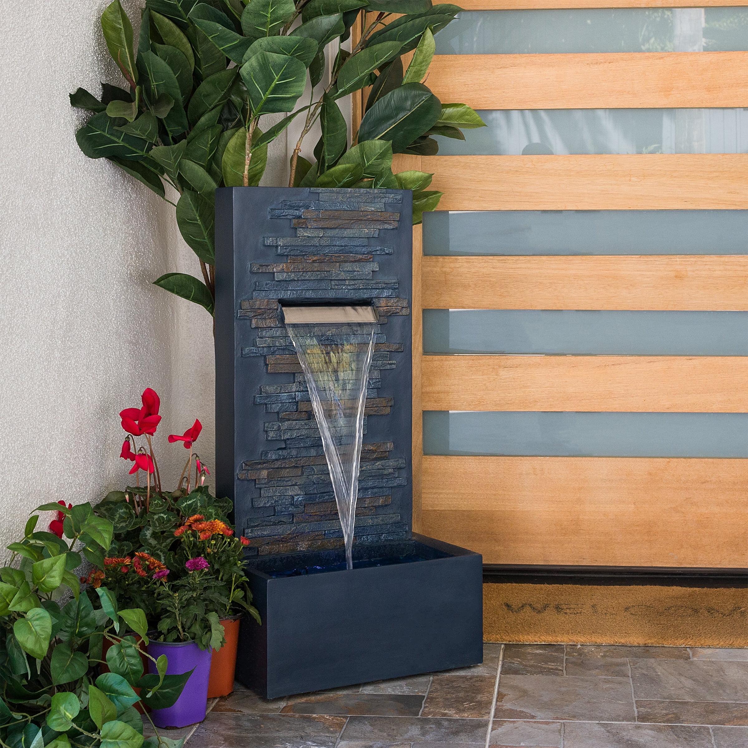 39" Tall 3-Tier Tree Bark Water Fountain