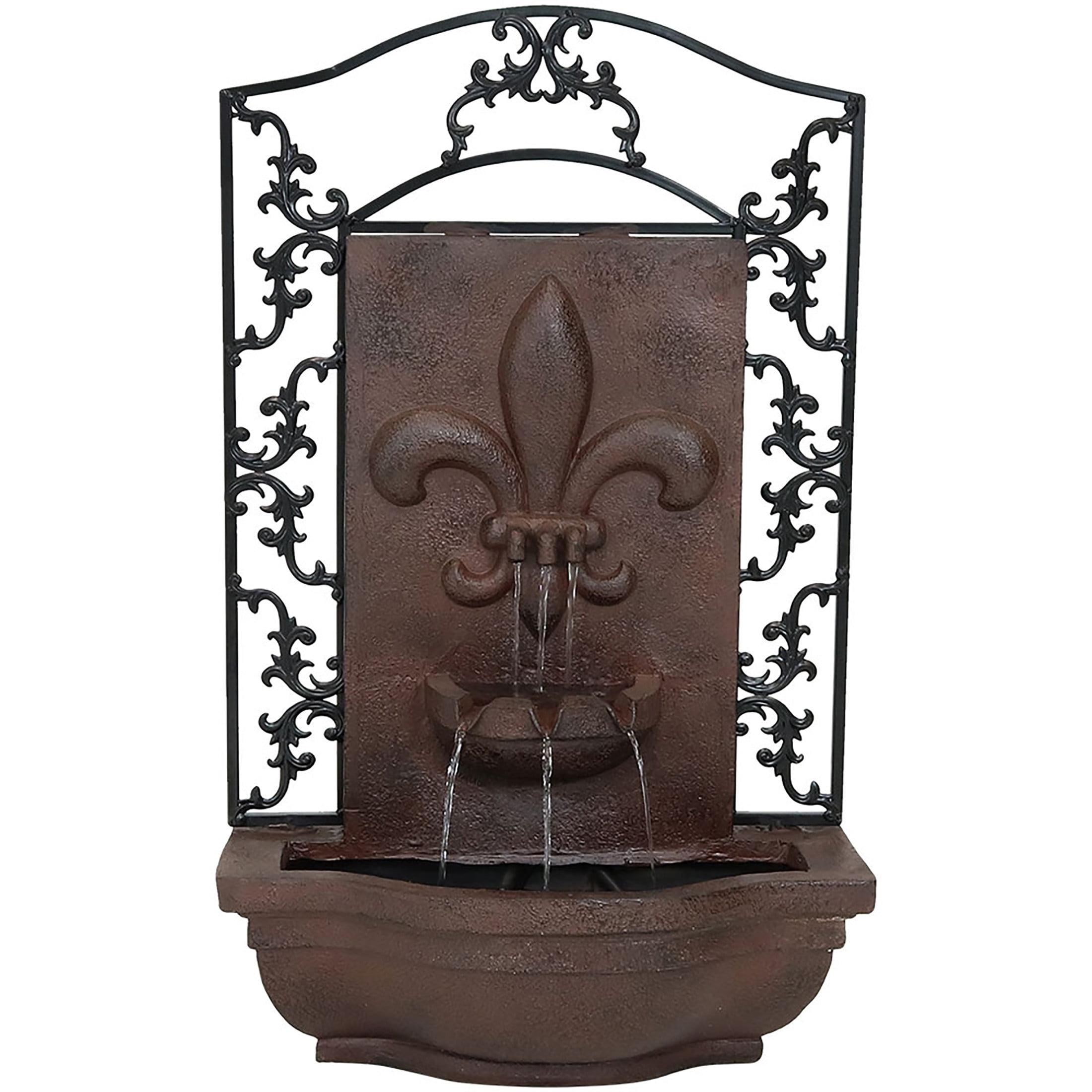 Sunnydaze French Lily Wall Fountain in Polystone