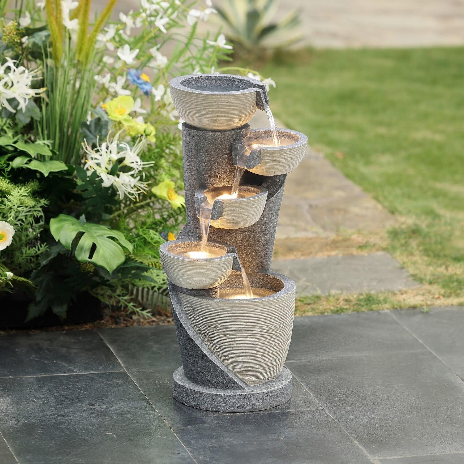LuxenHome 22.5" Small LED Water Fountain