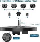 Solar Floating Fountain with 6 Nozzles for Birds