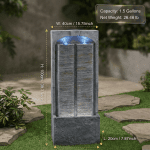 39 Inch Slate Water Wall Fountain with Cool White LED Lights, Indoor/Outdoor Cascading Waterfall Fountain, Weather-Resistant Polyresin Fountain for Patio, Garden & Home Decor