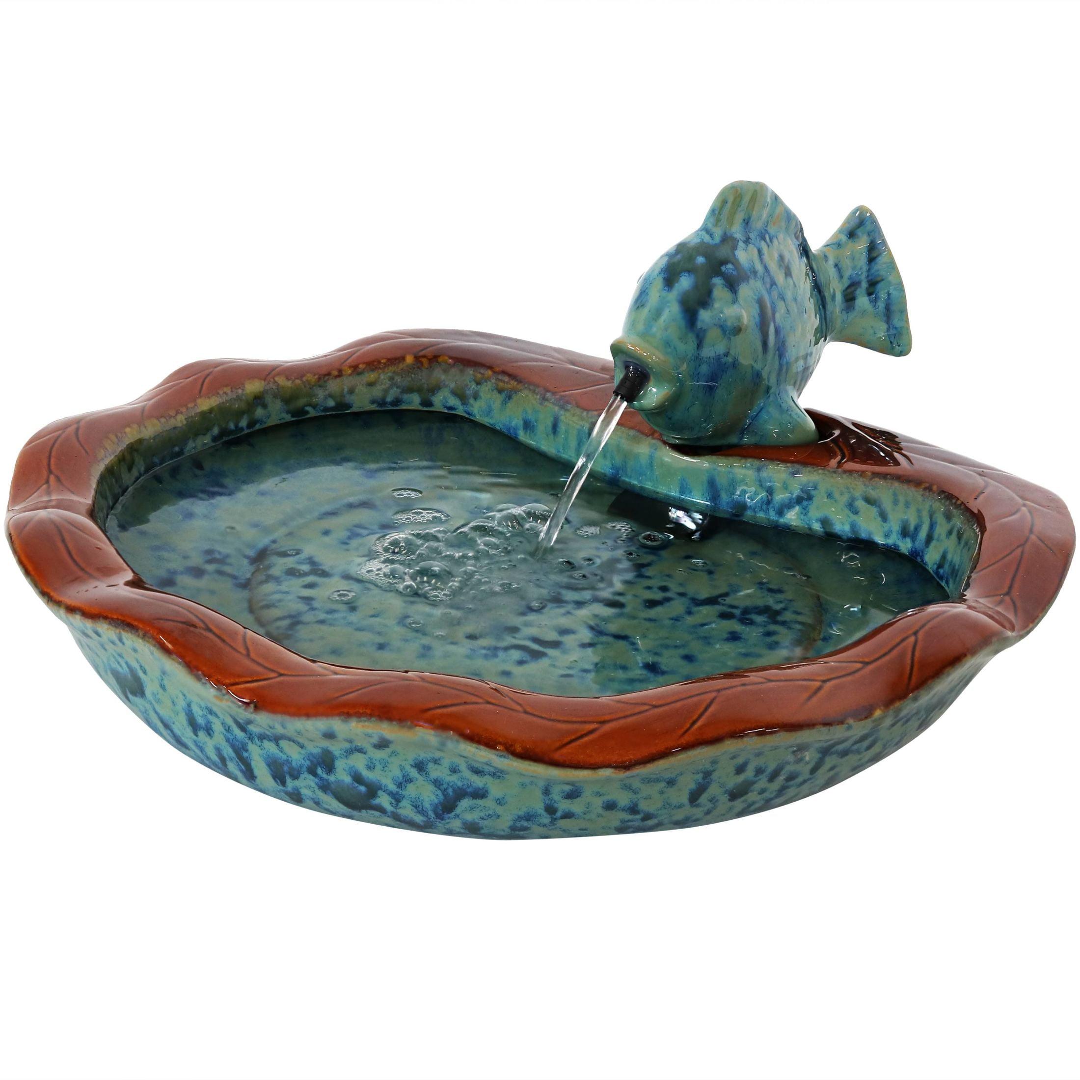 Sunnydaze Fish Ceramic Outdoor Water Fountain