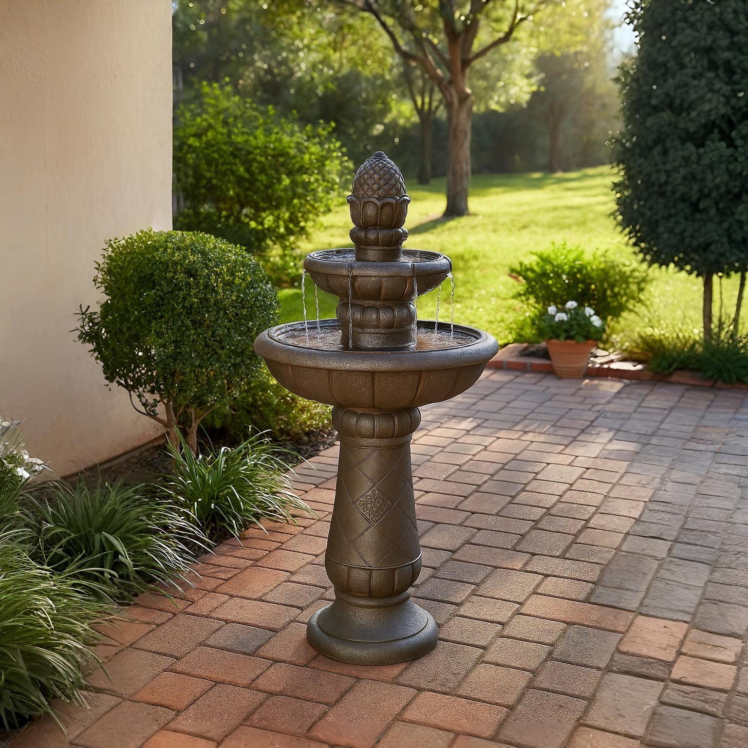Pineapple 2-Tier Outdoor Water Fountain, 39 Inch