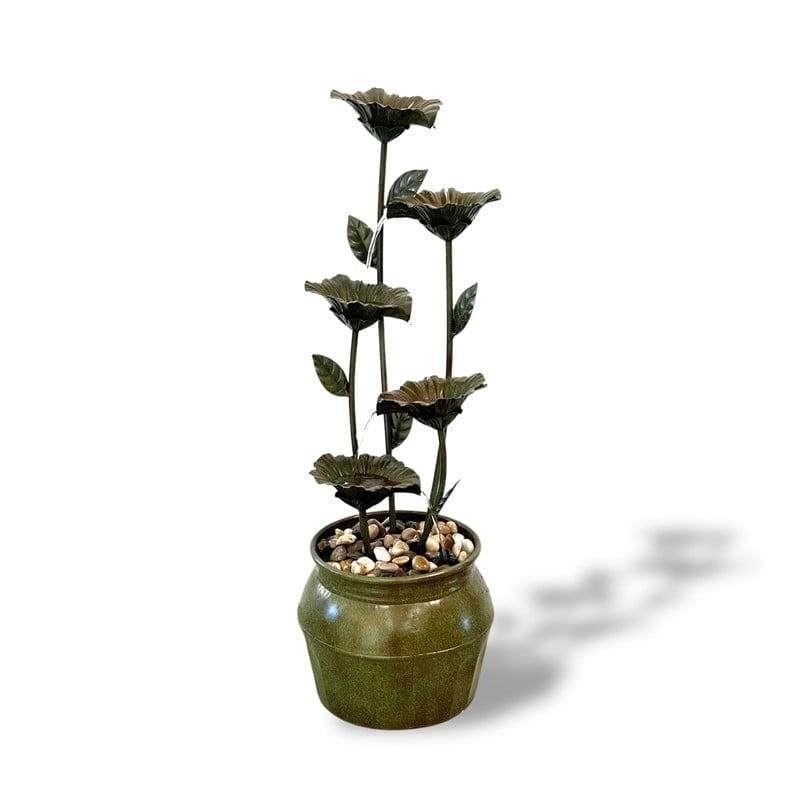 34.3" Zinc Metal Flower Outdoor Water Fountain