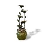 34.3" Zinc Metal Flower Outdoor Water Fountain
