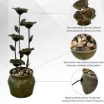 34.3" Zinc Metal Flower Outdoor Water Fountain