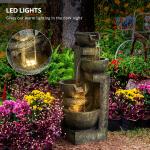 Outsunny Outdoor Fountain with LED Lights and Flow