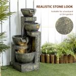 Outsunny Outdoor Fountain with LED Lights and Flow