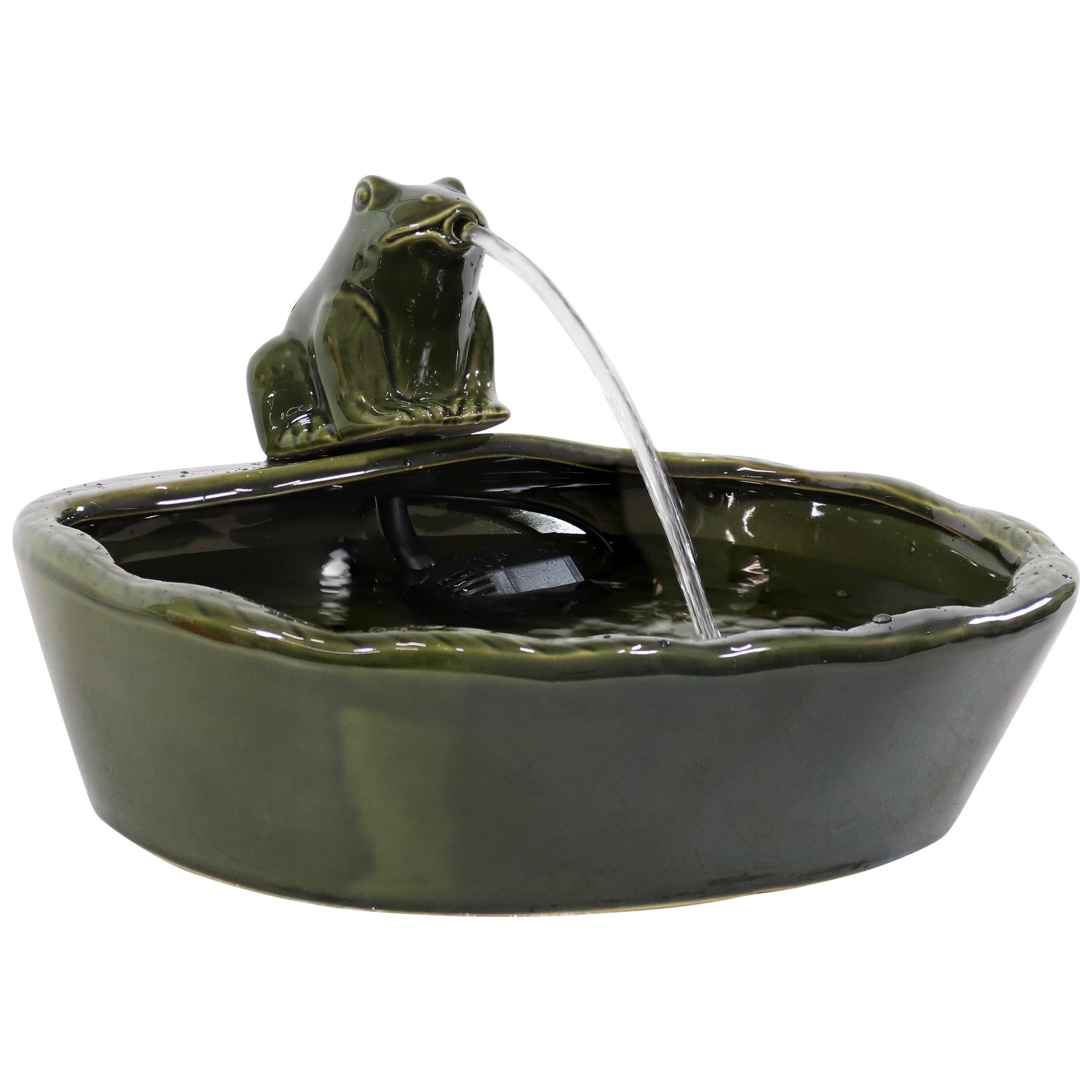Solar Frog Ceramic Water Fountain