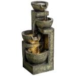 4-Tier Stone Outdoor Fountain with LED Lights