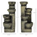 4-Tier Stone Outdoor Fountain with LED Lights