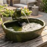 Solar Frog Ceramic Water Fountain