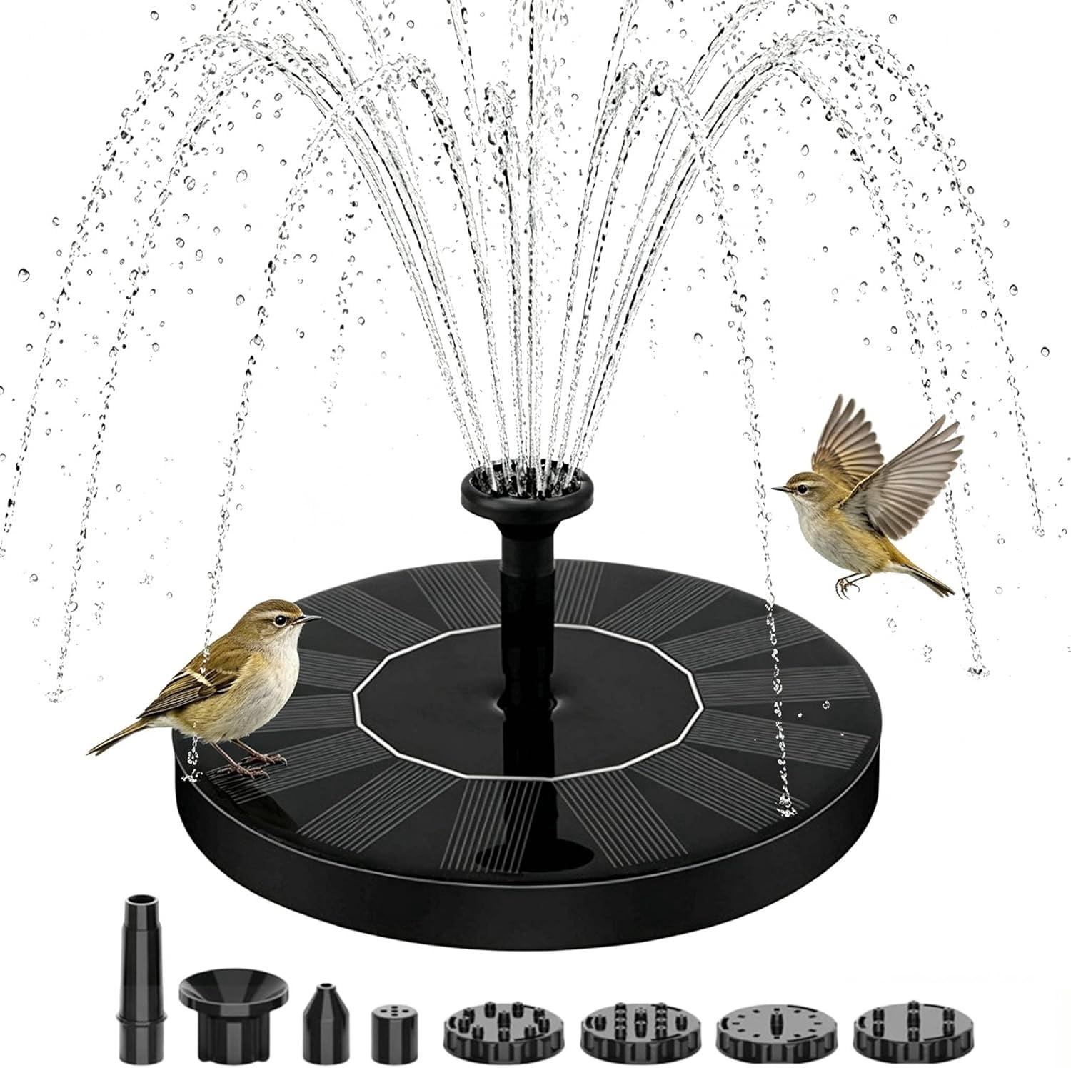 Mini Solar Bird Bath Fountain with 6 Nozzles
