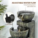 4-Tier Stone Outdoor Fountain with LED Lights