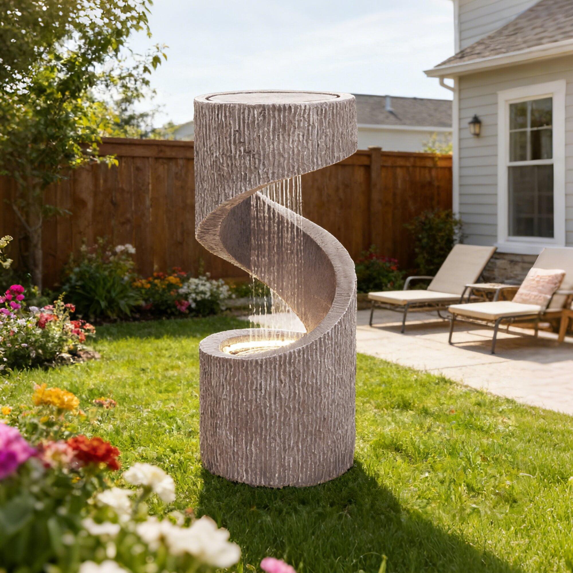 28" 3-Tier Square Column Water Fountain