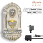 Lion Head Wall Fountain with LED Lights, 32