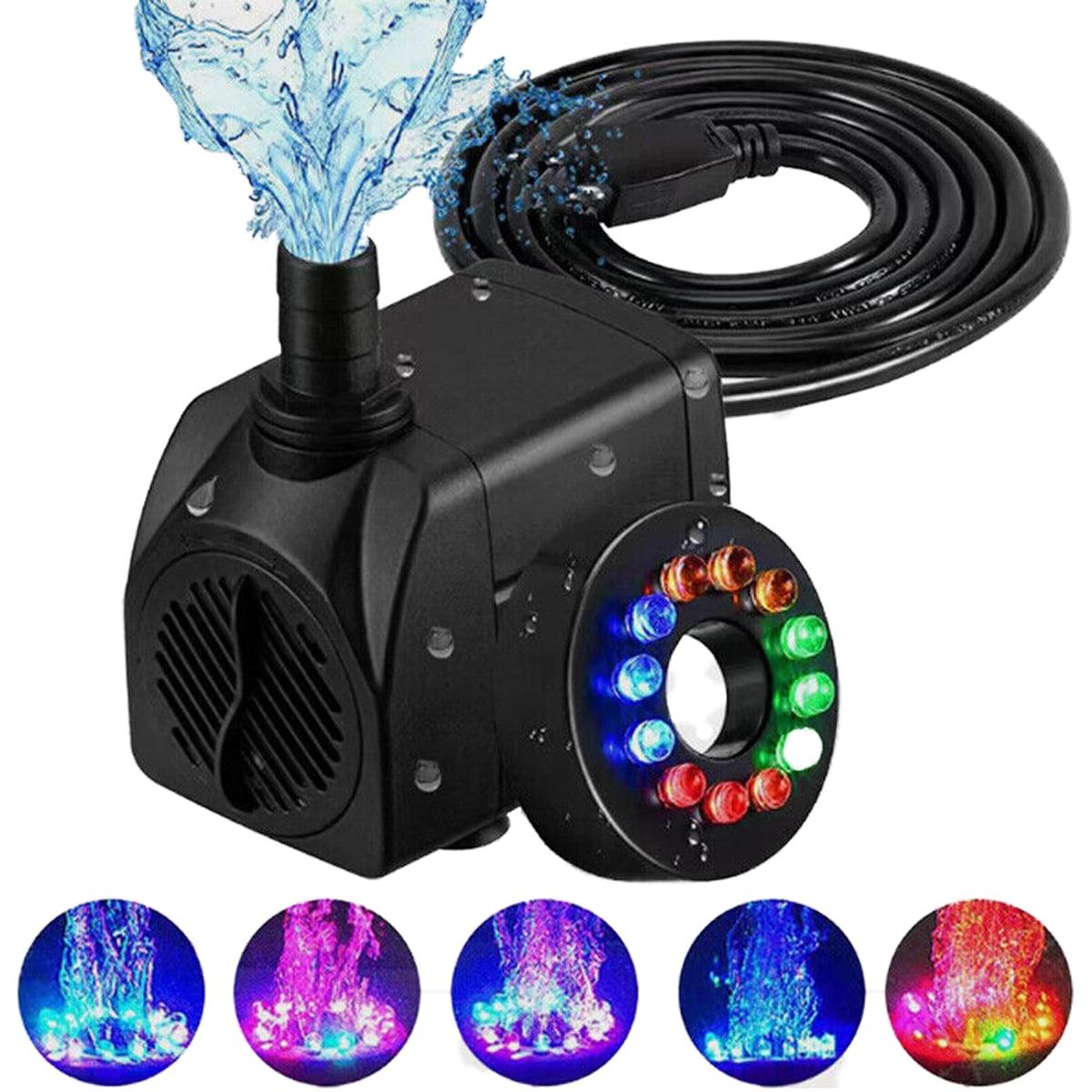 Submersible Fountain Pump with LED Lights and Sprays