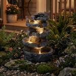 22.3" Tall Cascading Rock Waterfall Fountain