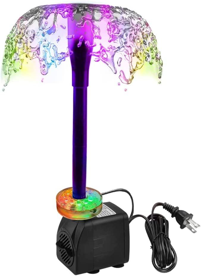 15W Submersible Fountain Pump with LED Light