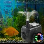Submersible Fountain Pump with LED Lights and Sprays