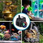 Submersible Fountain Pump with LED Lights and Sprays