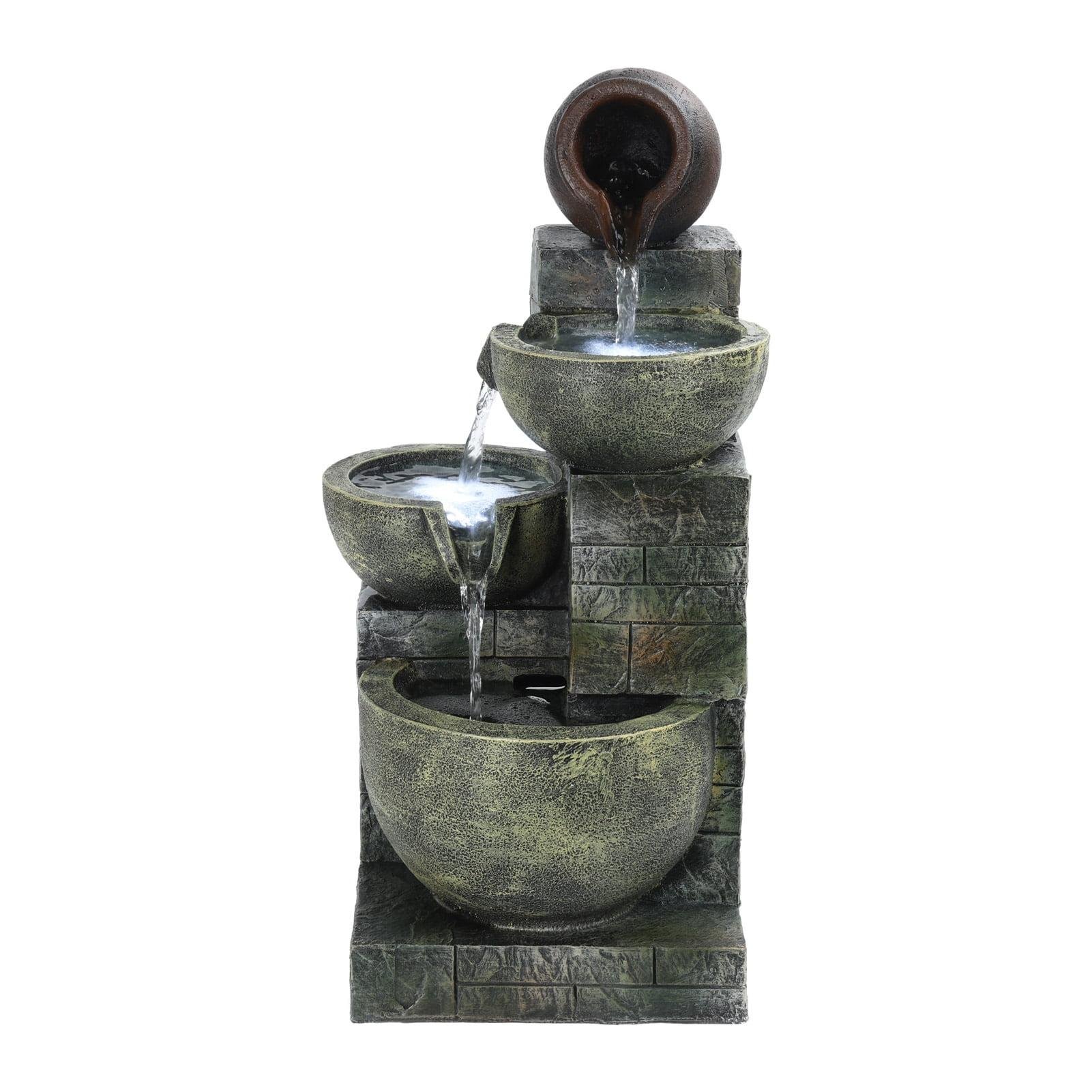 4-Tier LED Water Fountain for Garden Decor