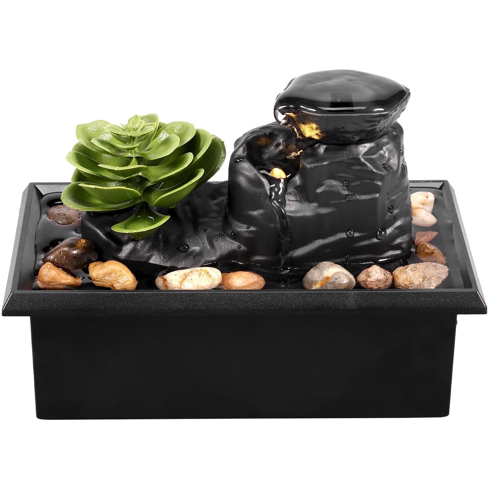 Mini Zen Tabletop Waterfall Fountain with LED Light