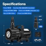 SPECSTAR 100W Submersible Water Pump with Adjustable Flow