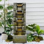 Modern Outdoor Water Fountain with Lights for Garden