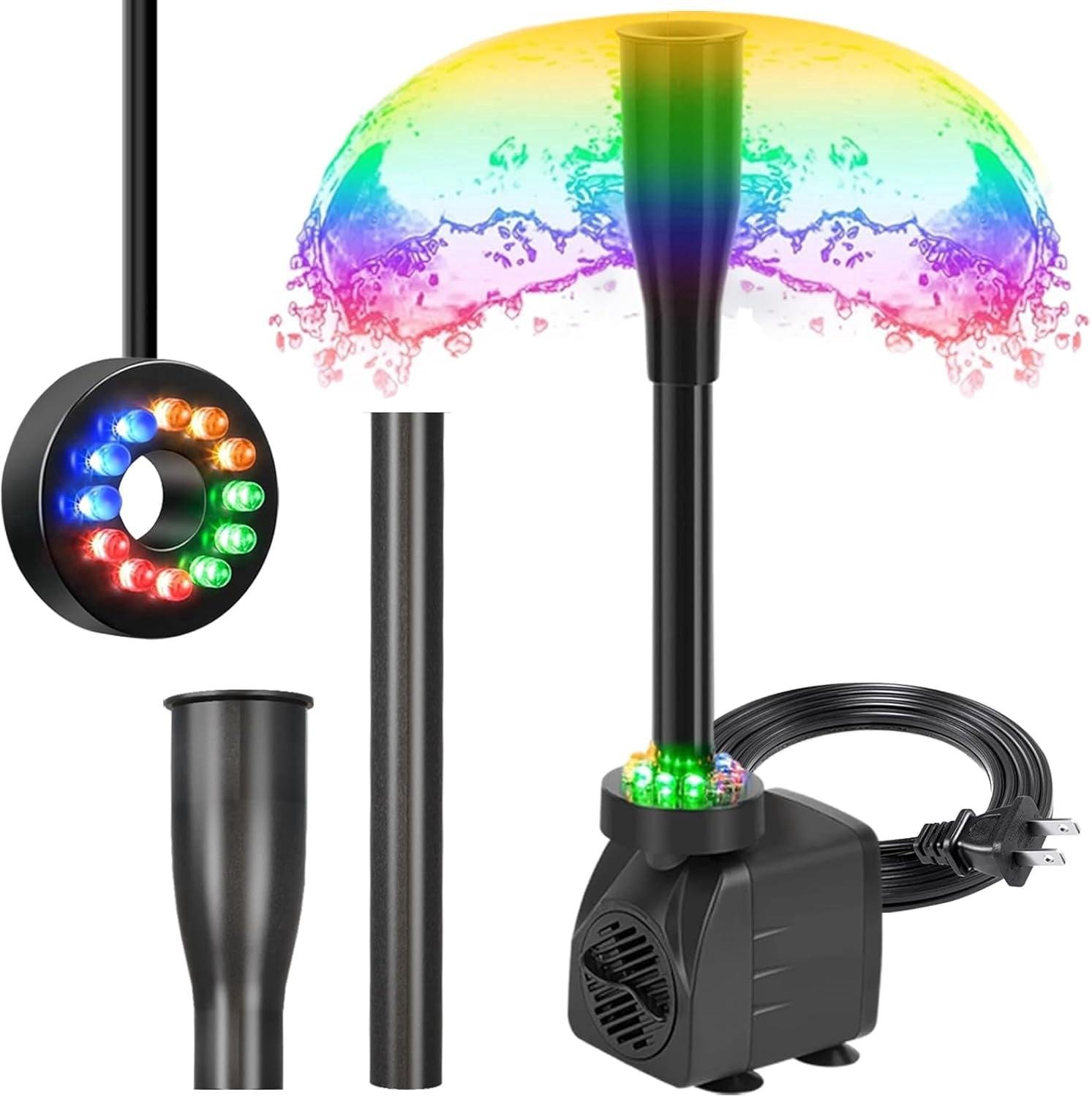 15W Submersible Fountain Pump with LED Light