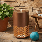 Brown Metal Cutout Outdoor Water Fountain with LED