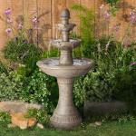 Louvre 44" Gray Faux Stone Outdoor Fountain with Light