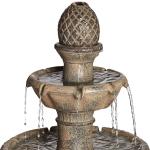 Louvre 44" Gray Faux Stone Outdoor Fountain with Light