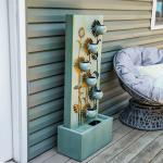 Sunnydaze Sunflower Steel Outdoor Fountain with Lights