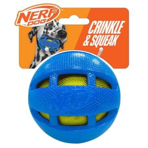 TPR Squeak and Crunch Ball - Blue 3.8in