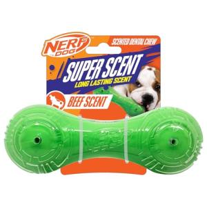 Nerf Dog Scented Beef Barbell Toy - 7 Inches