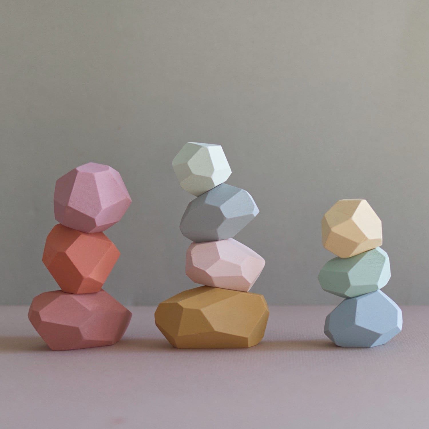 Pastel Wooden Balancing Stones Set for Kids