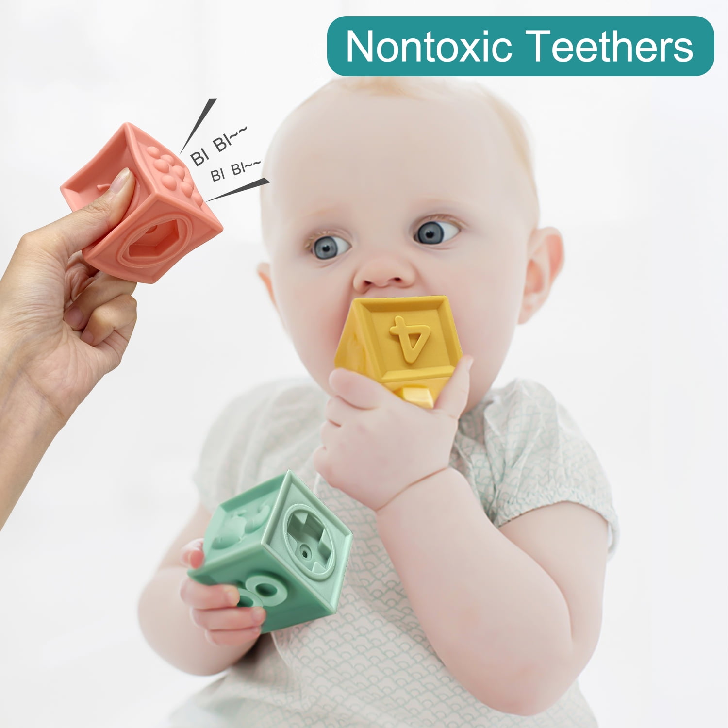 12PCS Soft Baby Blocks for Teething and Stacking