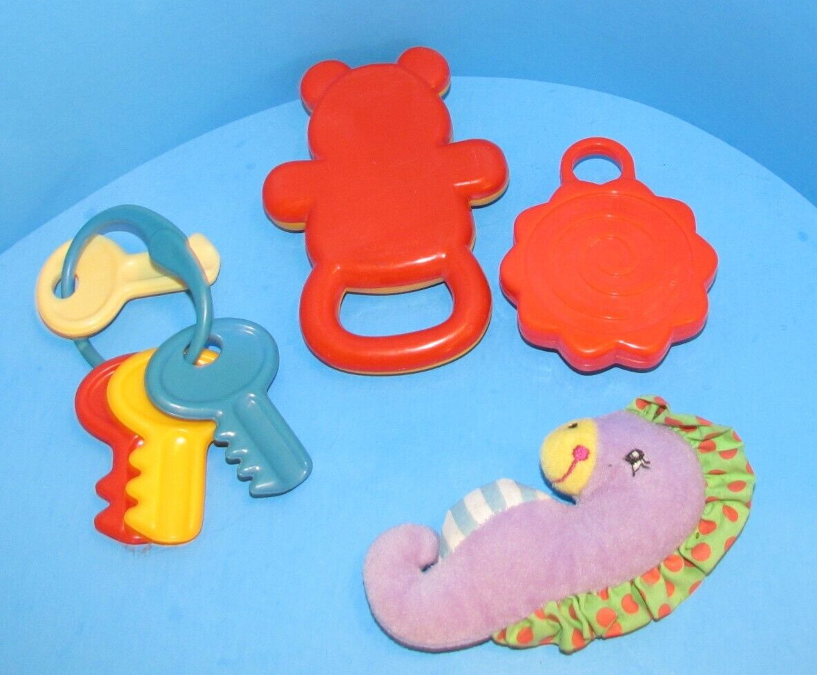 Mixed Lot of 9 Baby Toys: Rattles and Plush