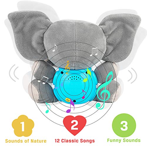 Aitbay Plush Elephant Baby Musical Toy 0-12 Months