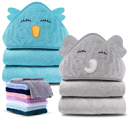 Hooded Baby Towel Set with Washcloths - Soft & Cute