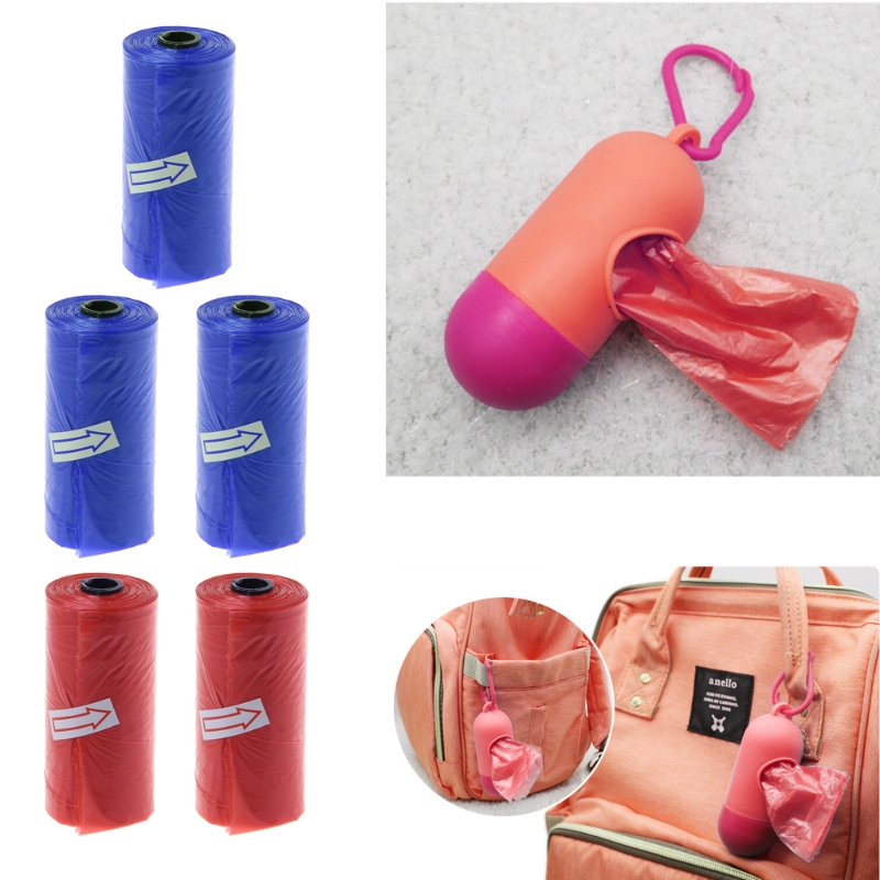 Portable Disposable Baby Waste Bags - 5 Rolls