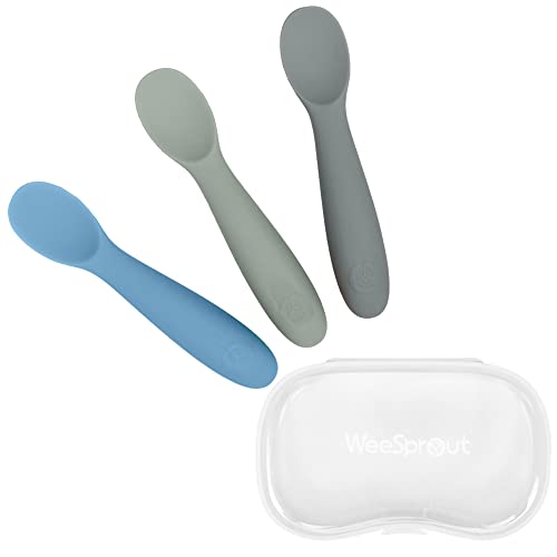 WeeSprout Soft Silicone Baby Spoons, 3 Pack