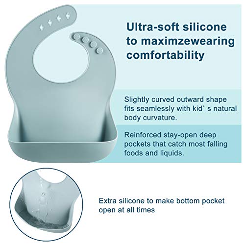 PandaEar 3-Pack Cute Silicone Baby Bibs