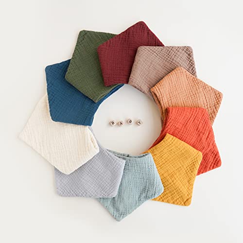 Konssy 10-Pack Cotton Baby Bandana Bibs