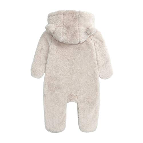 Warm Hooded Fleece Baby Snowsuit Pajamas, Beige